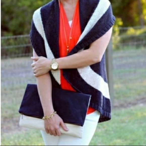 CABI Women's Knit Skipper Vest #679 Blue Cream Wide Stripes Nautical Size Small - Picture 15 of 15